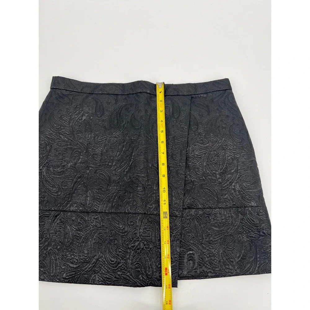 J.Crew Black Paisley Metallic Jacquard Faux Wrap Mini Skirt Size 10